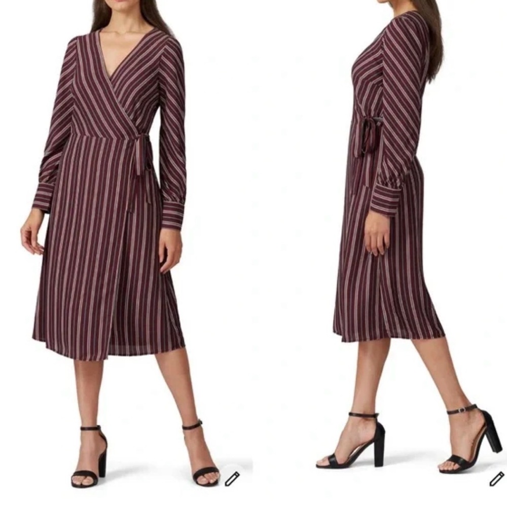 Chelsea 28: Striped Burgundy Wrap Dress || Size: Small